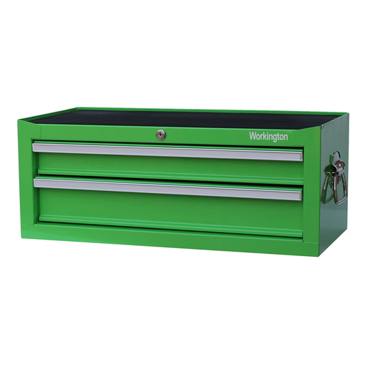Workington Industrial 2 Drawers Portable Metal Intermediate Box, 26" Middle Tool Chest Cabinet with Ball Bearing Drawer Slides, Steel Tool Storage Box Organizer 4008 Green