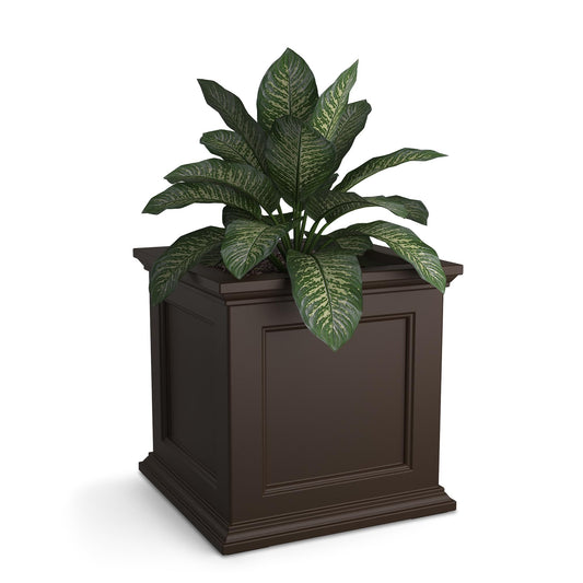 Mayne Fairfield 20-Inch Square Planter – Self-Watering, Weather-Resistant Planter for Flowers – Durable Outdoor Design for Patio, Porch, or Entryway, Espresso