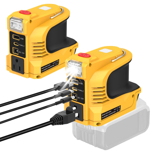 Real 220W Power Inverter Compatible with DeWalt 20V Battery, DC 20V to AC 110V-120V Portable Power Station with 1 AC Outlet, 1 USB & Type-C, 1 12V DC & 200LM LED (No Battery)