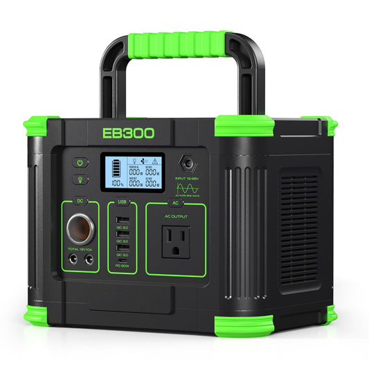 300W Portable Power Station 288.6Wh Solar Generator with 600W Peak, PD 60W USB-C, QC3.0 & 5W Wireless Charger for Camping, Emergency Backup, RV & Home Use