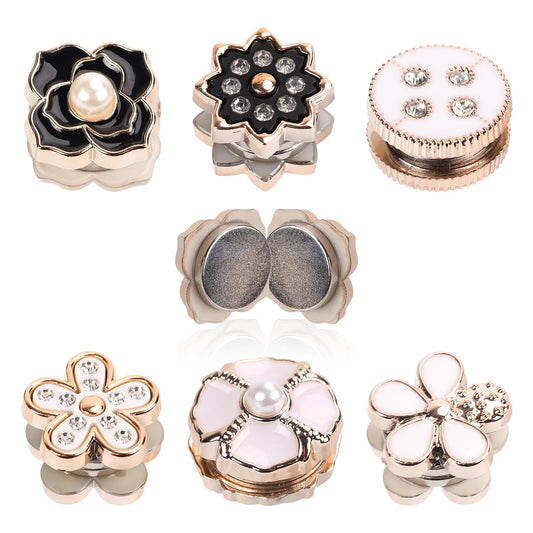 12pcs Magnetic Hijab Pins, Black and White No Snag Hijab Magnets Multipurpose Strong Magnetic Scarf Clip Clasp Buttons Pinless Brooch for Scarves Hats Shirt Collars Shawls Clothing (Style1)