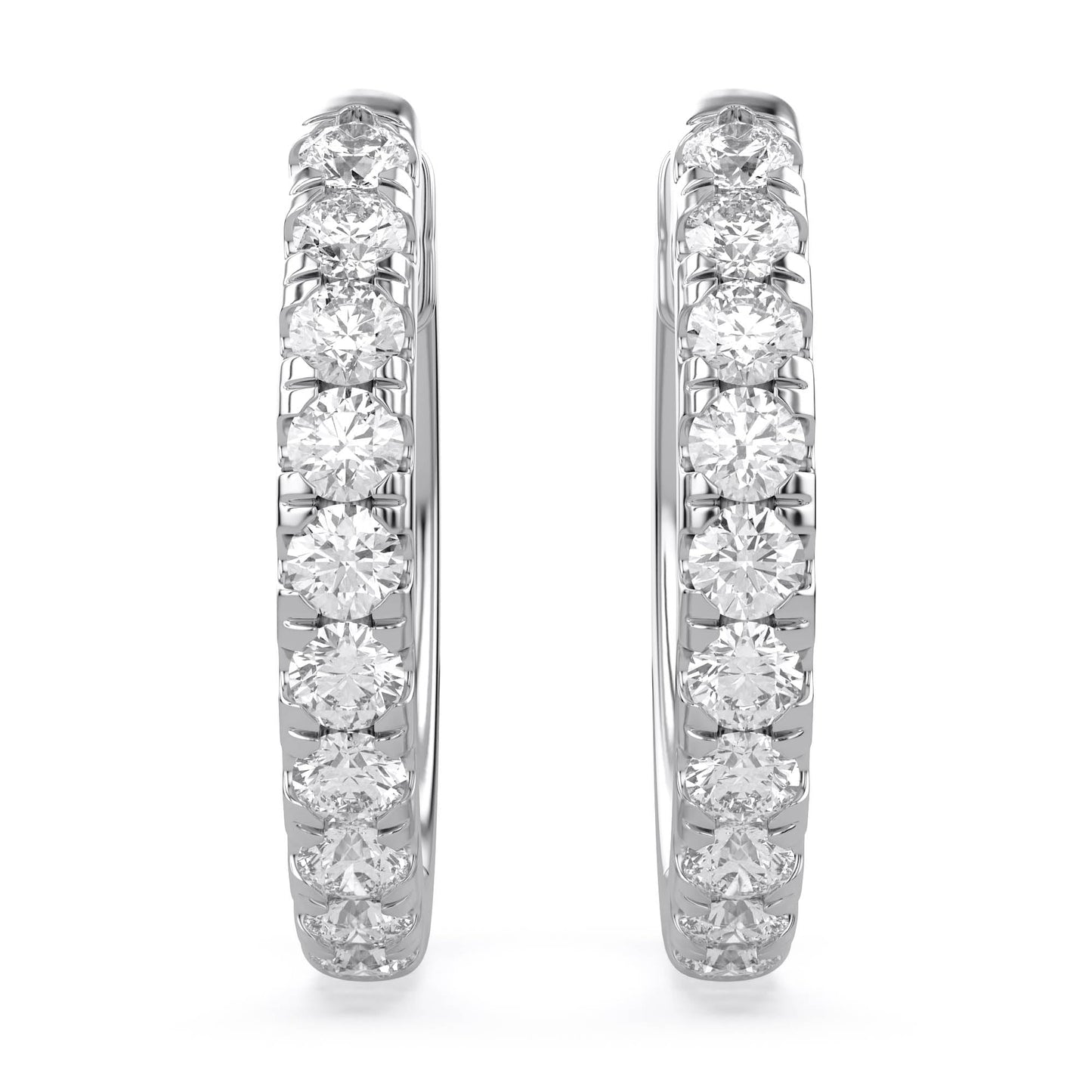 10MM Huggie Hoop Earrings for Women, 0.25 Carat (ctw) Round Natural Diamond Hoop Earrings in 14K White Gold Plated 925 Sterling Silver Jewelry for Her