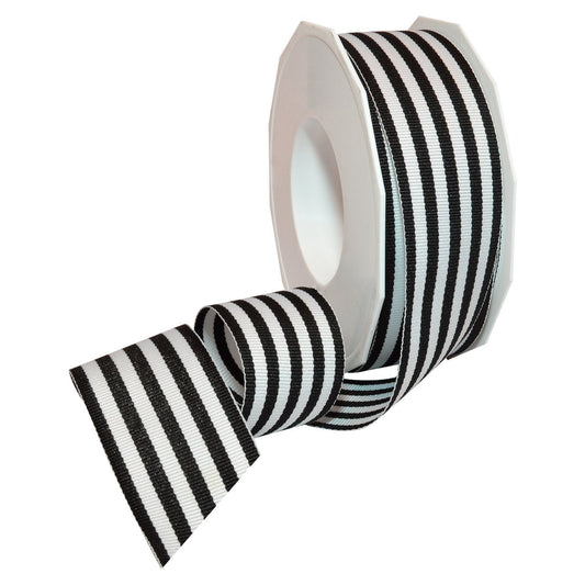 Morex Ribbon Striped Polyester Grosgrain Ribbon, Party Decorations, Gift Wrapping, Fun Patterns, 1-1/2" by 20 yd., Black