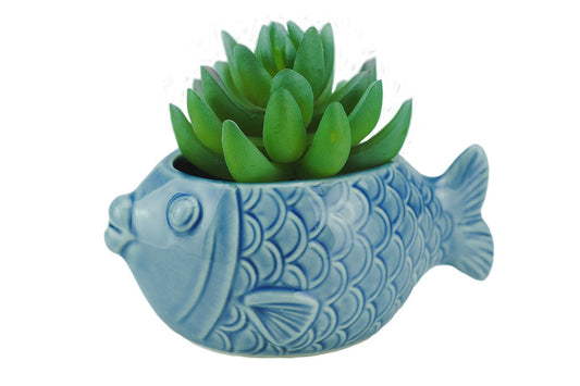 VanEnjoy 5" Ceramic Succulent Pot - Cute Ocean Blue Seashell Series, Conch Shaped Cactus Planter, Flower Pottery Bonsai (Seashell M)