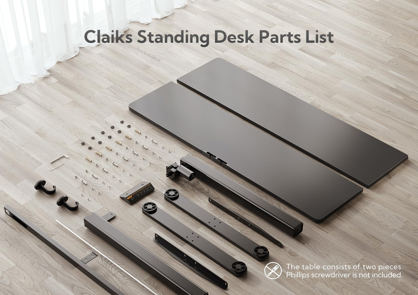 Claiks Electric Standing Desk, Adjustable Height Stand up Desk, 55x24 Inches Sit Stand Home Office Desk with Splice Board, Black Frame/Black Top