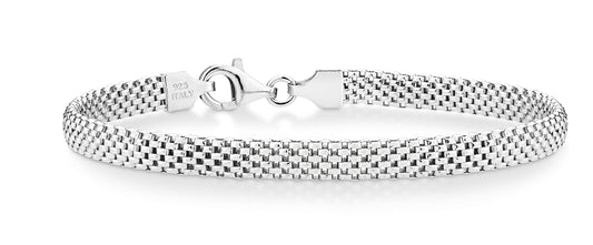 Miabella 925 Sterling Silver Italian 5mm Mesh Link Chain Bracelet for Women, Made in Italy (7 Inches)