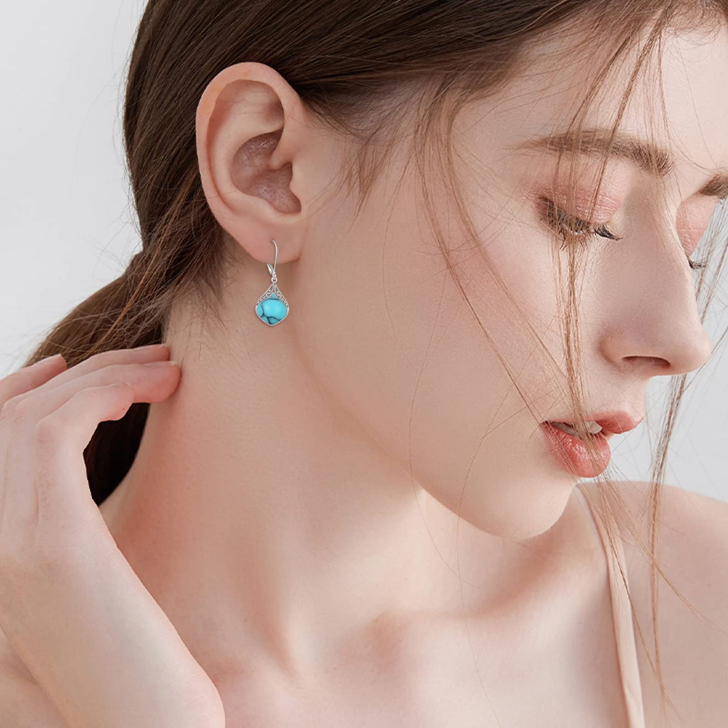 Teardrop Earrings Sterling Silver Turquoise Filigree Irish Celtic Teardrop Drop Earrings Jewelry Gifts For Women