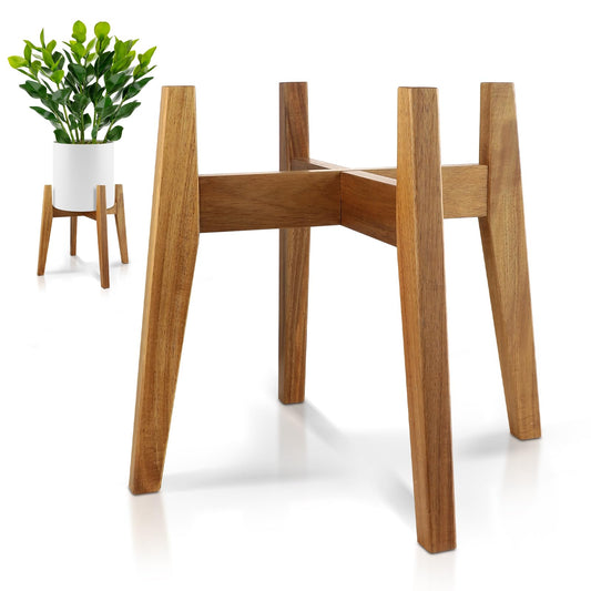 RAINBLELAND Indoor Plant Stand, Mid Century Modern Plant Holder, Pot Stand for Large Plants, Stable Wood Planter Stand for Indoor Outdoor, Fit 11 Inch Pots