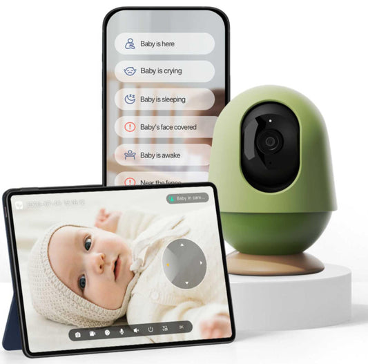 MONAI WiFi Baby Monitor with Camera and Audio, Covered-Face/Sleep/Cry Alerts, Virtual Safety Fence, AI-Powered Smart Baby Monitor with 3K FHD, Night Vision, Local Storage & Cloud Backup, Crib Mount
