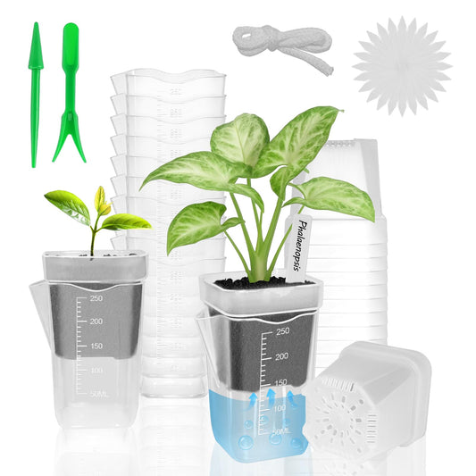 ZPAIO 10 Pack 2.5" Mini Self Watering Pots for Indoor Plants, Small Clear Plastic Planters with Drainage & Water Level, Semi Hydroponic Pots for African Violet, Propagation and Succulents