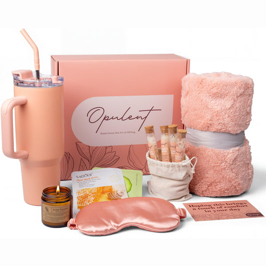 Opulent Luxury Self Care Gifts for Women - Hug in a Box Comfort Care Package - Spa Gift Set with 40 oz Tumbler & Cozy Blanket - Ideal for Get Well, Thinking of You, Birthday, Sympathy & Corporate