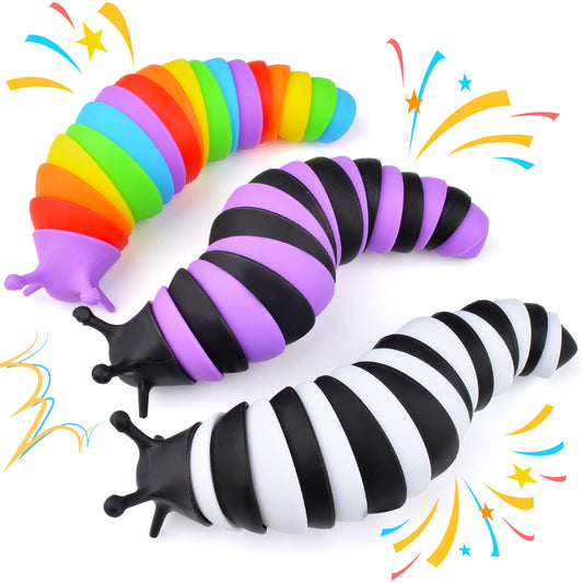 Cevioce Fidget Slug Toy 3Pcs Autism Sensory Toys for Autistic Children Airplane Car Travel Essential Toys Gifts for Kids Toddlers Girls Boys Slug Fidget Toys for Kid Adult Easter Basket Stuffers