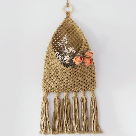 D-werack Macrame Mail Organizer Wall Mounted, Hanging Woven Basket for Boho Home Office Decor, Over the Door Key and Mail Letter Envelope Holder for Entryway Hallway, Olive Green