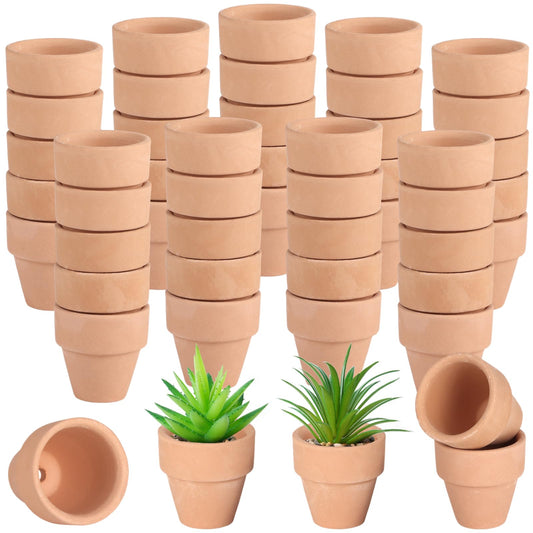 50 Pcs Mini Terracotta Pots, 1.2" Succulent Nursery Pots with Drainage Holes, Miniature Cactus Flower Planters, Tiny Clay Terra Cotta Pots for Indoor Outdoor Plants, DIY Crafts (50PCS)