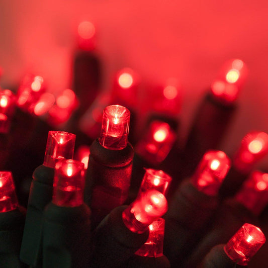 Wintergreen Lighting LED Mini String Lights, 50 Red Lights, 25 ft, 6in Spacing, Model IOS-2-50, Acrylic Material