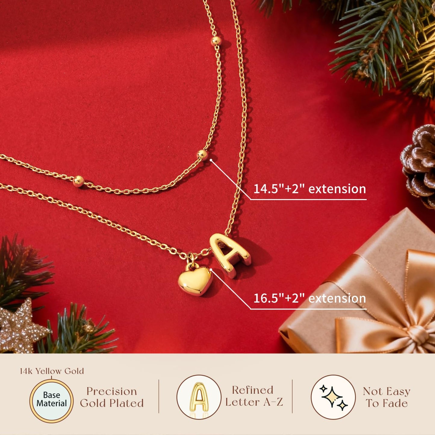 adoyi Gold Heart Initial Necklaces for Women Hers Dainty 14K Gold Plated Heart Layered Letter F Pendant Necklace Stack Trendy Jewelry Birthday Valentines Gifts for Women Jewelry