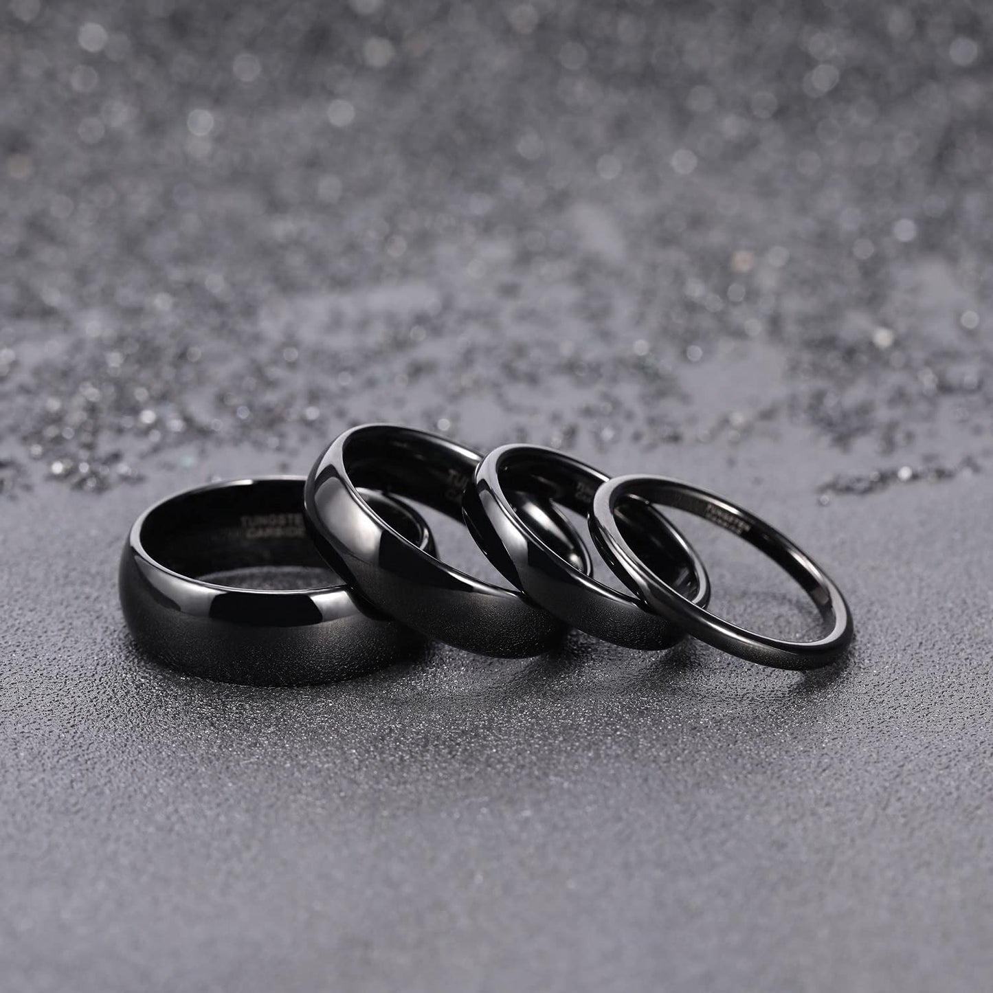 TRUMIUM 6mm Black Tungsten Ring for Men Women High Polished Comfort Fit Wedding Band Size 9