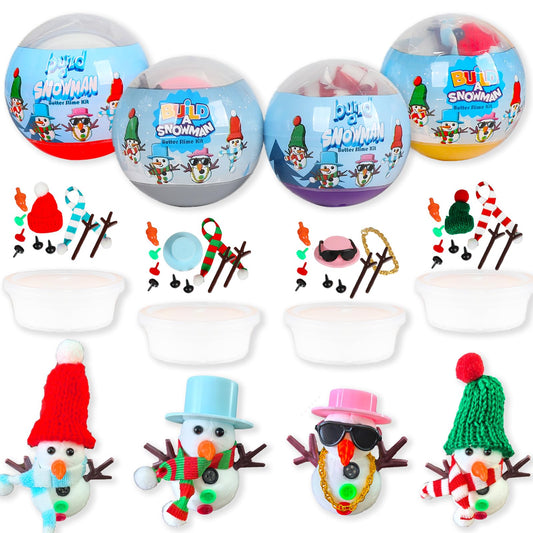 BEIGUO Christmas Crafts 4 Pack Colorful Balls with Modeling Clay Snowman DIY Kit for Kids Boys Girls Christmas Stocking Stuffers Gifts