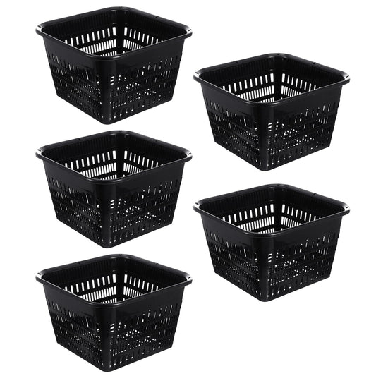 Cabilock 5-Pack Octagon Orchid Pots 7.07 Inch Root Control Planters with Drainage Holes Thick Breathable Plastic for Indoor Outdoor Gardening