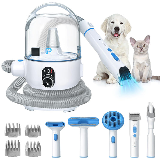 EUKER Dog Grooming Kit - Low Noise Vacuum Suction, 99.99% Hair Removal, and 5 Professional Grooming Tools, 16-Level Variable Speed Knob, Say Goodbye to Pet Hair with pet Grooming kit
