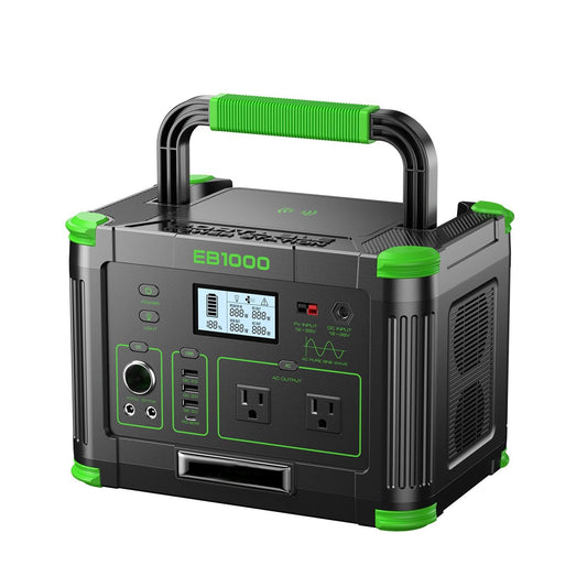 1000W Solar Generator 999Wh, Portable Power Station with 60W USB-C PD Output, 110V Pure Sine Wave AC Outlet Backup Lithium Battery for Outdoors Camping Travel Hunting Home (Peak 2000W)