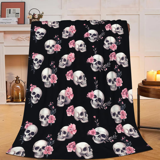 Gothic Skull Throw Blanket - Soft Plush Fleece Bedding Skeleton Blankets- Cozy Skull Stuff Gifts for Women Girls Kids Adults 40"X50"