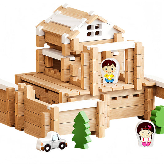 105Pcs Wooden Building Blocks Construction Set for Kids Ages 3-8,Preschool Learning Toys for Toddlers, Boys & Girls Birthday Gift, Educational STEM Toy