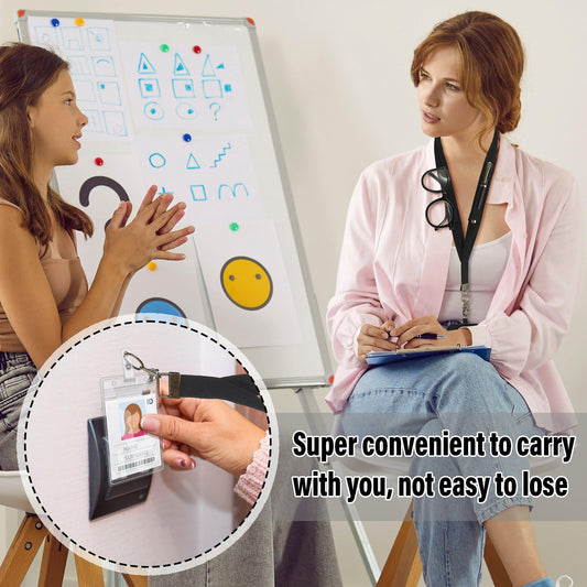 Relaxweex Teacher Lanyard with Pen Holder for ID Badges with Safety Breakaway Buckle for Phone Case Accessories Teacher Gift(Black,Solid)