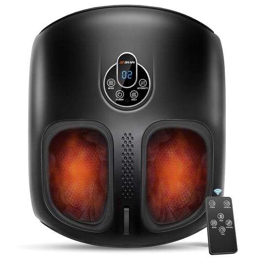 JZBRAIN Shiatsu Foot Massager Machine with Heat : Deep Kneading Foot Massager with Vibration & Compression for Plantar Fasciitis & Neuropathy - for Women & Men,Relax for Home Office Use (Black)