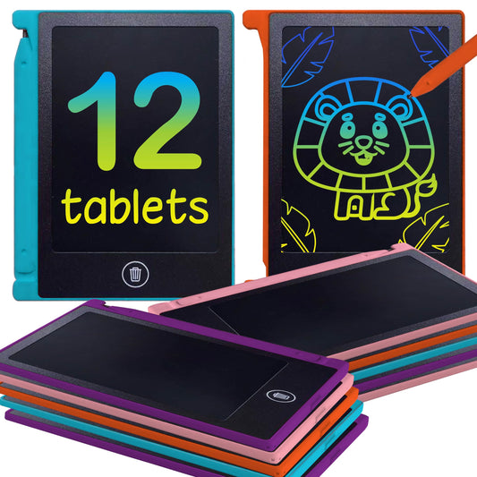 Party Favor Mini LCD Writing Tablet for Kids, 12 Pack – 4.5 Inch Mini Drawing Board. Fun and Educational for Kids that Sketch and Doodle. Perfect Goodie Bag and Gift Bag Filler, School Prize Or Gift