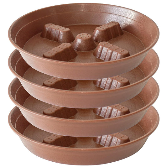 Feyvdzv 4 Pack Plant Saucer 10 inch, 8 12 14 17 inch, Plant Stand Plastic Plant Saucers for Indoors Outdoor, Heavy Duty Flower Plant Risers for Inside Pots, Pot Saucers for Plants, Grow Bags Saucers