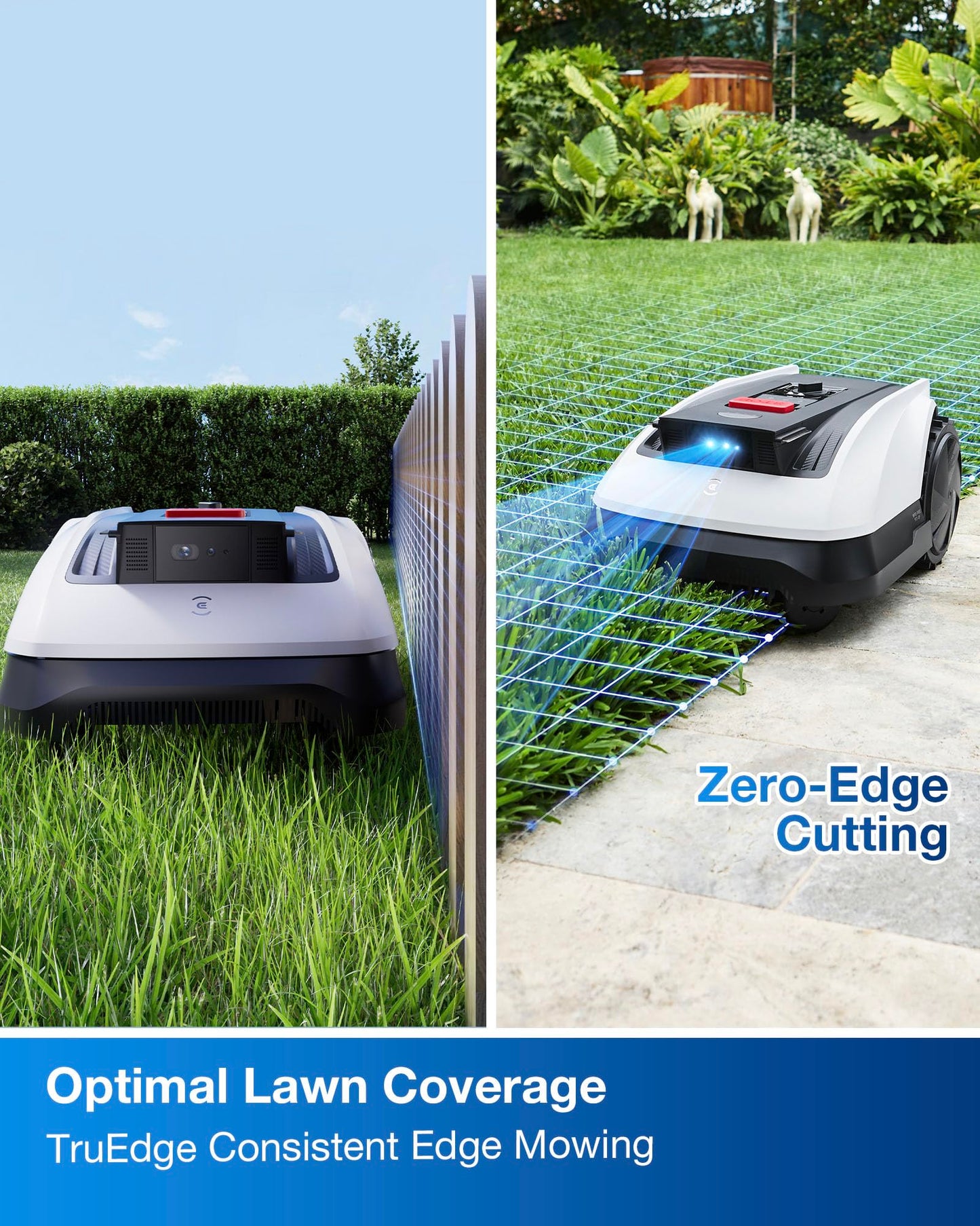 ECOVACS Goat O1000 RTK Robot Lawn Mower, 8.66" Cutting Width, Wire-Free Vision for 1/4 Acre Lawn, Automated Mapping, APP Control, 3D Obstacle Avoidance, Zero-Edge Cutting