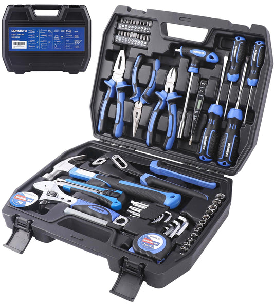 URASISTO 62 Piece Tools Set, General Household Tool Kit with Storage Toolbox, Basic Tool Set for Home, Garage, Apartment and Dorm
