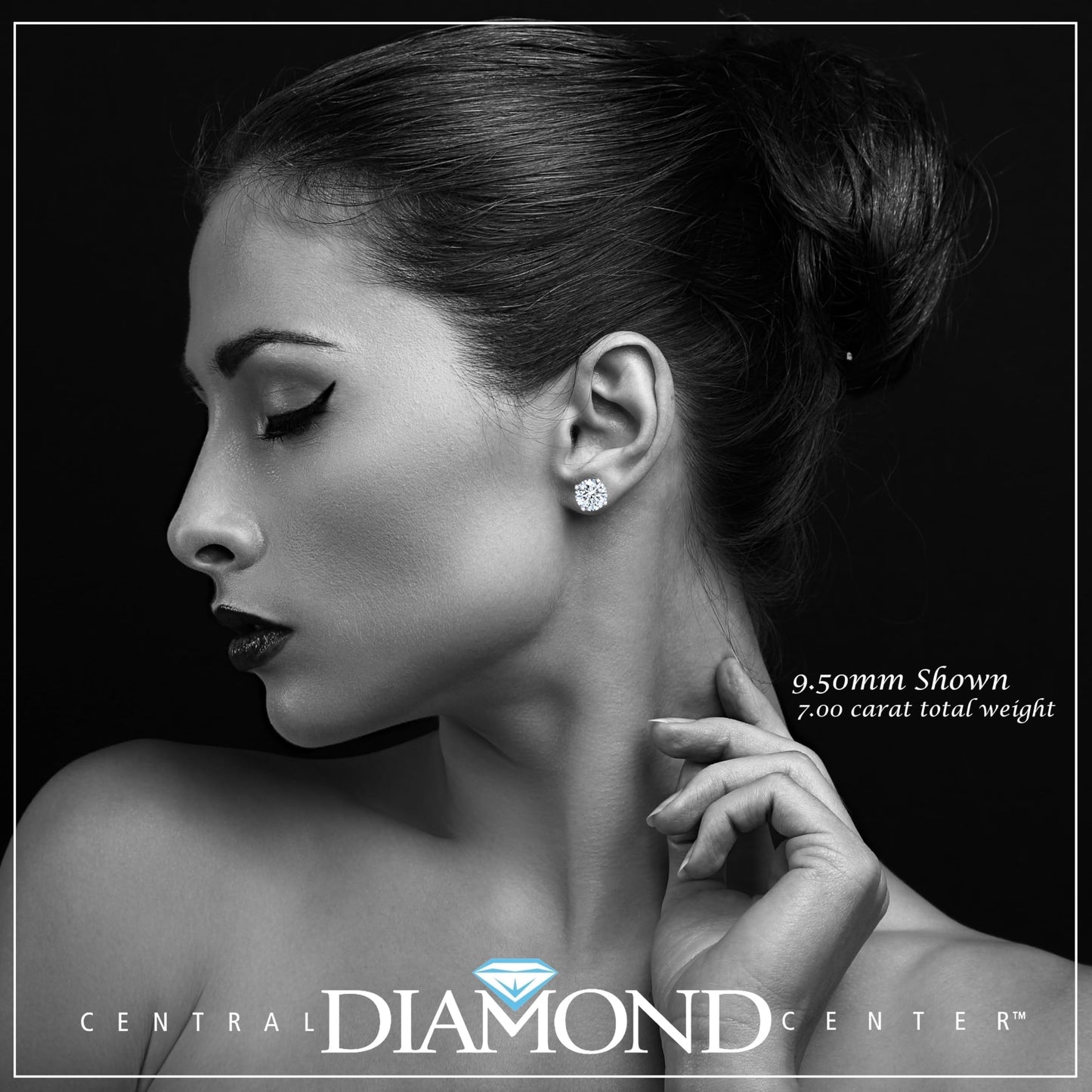 Central Diamond Center Round Simulated Diamond Stud Earrings Hypoallergenic Metal & Sterling Silver CZ - 9.50mm (7.00cttw) Rose