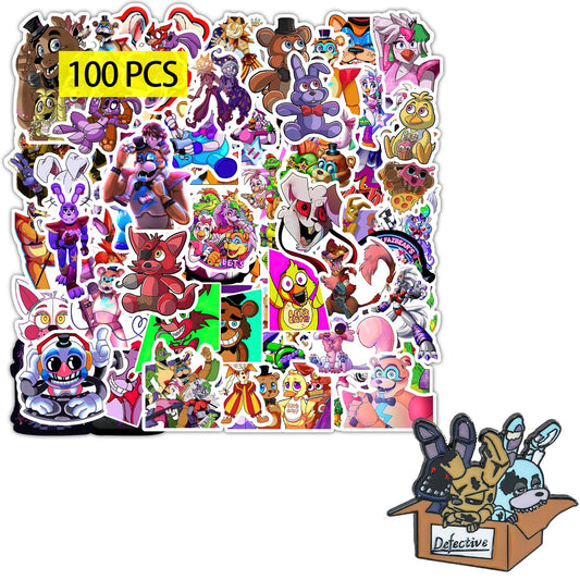Pounchi Horror Game Stickers (100 Pcs with Cute Badge Decoration) Halloween Gaming PVC Sticker, Gifts for Laptop Water Bottle Skateboard Party Supplies