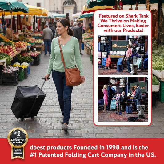 dbest products Smart Cart, BLACK Collapsible Rolling Utility Cart Basket Grocery Shopping Teacher Hobby Craft Art