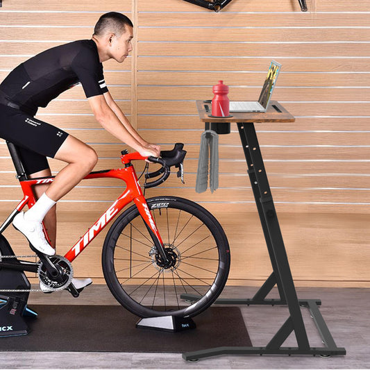 OrigoDeco Indoor Cycling Desk, Adjustable Standing Desk for Walking Pad, Bike Trainer Desk with Power Socket, for Indoor Cycling Treadmill & Office Use, Exercise While Working or Watching TV