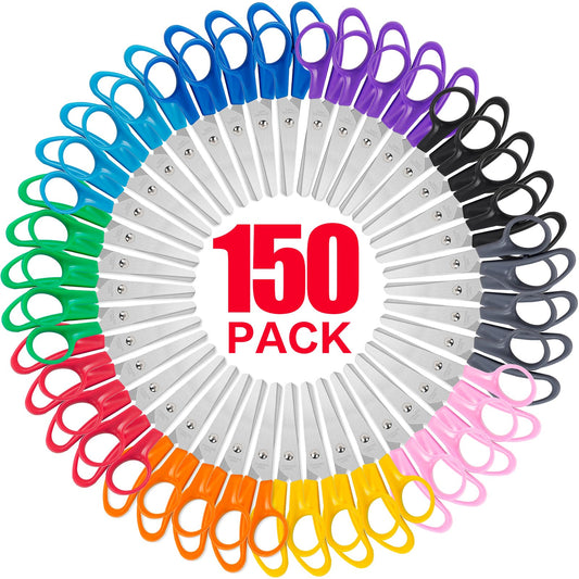 Toidgy 150 Packs Kids Scissors, 5 Inch Scissors Bulk for School, Blunt Tip Scissor for Kids Student Teacher, Safety Scissor for Preschool Classroom Office Home, School Supplies Craft Cutting Paper