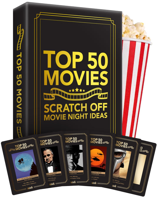 Premium Movie Night Scratch Off Cards – Gifts for Movie Lovers – End Movie Night Indecision With Movies From Top Databases – Stunning Illustrations - Husband Boyfriend Gift - Couples Gift Ideas