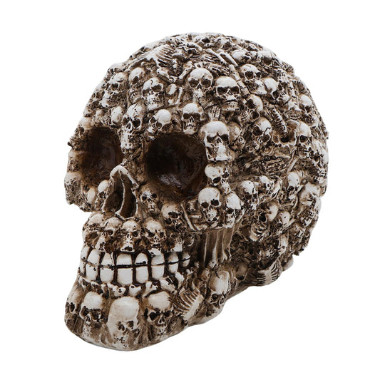 Gothic Skull Decor, Handcrafted Resin Skull Ornament with Embedded Mini Skulls - Vintage Weathered Finish for Halloween, Dark Aesthetic Home, Bar,Skull Collectors