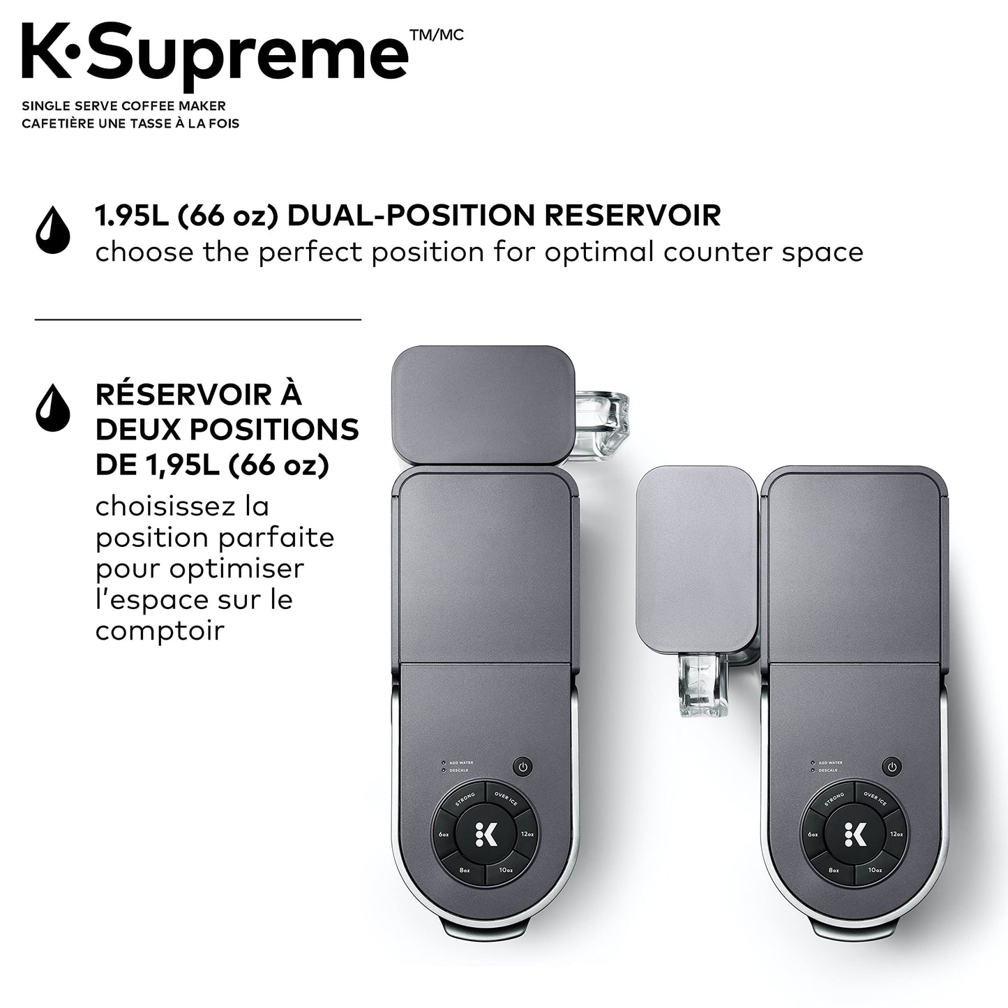 Keurig K-Supreme Coffee Maker, Single Serve K-Cup Pod Coffee Brewer Machine, With MultiStream Technology, 66 Oz Dual-Position Reservoir, and Customizable Settings, Gray