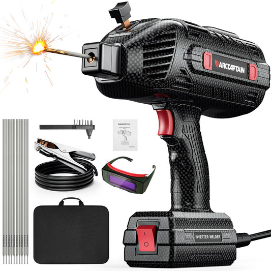 ARCCAPTAIN Stylish Handheld Welder, 110V Portable Welding Machine with IGBT Inverter, 120A Stick Welder with Auto Darkening Goggles and Upgraded Ground Clamp, Fits for 3/32"-1/8" Welding Rods