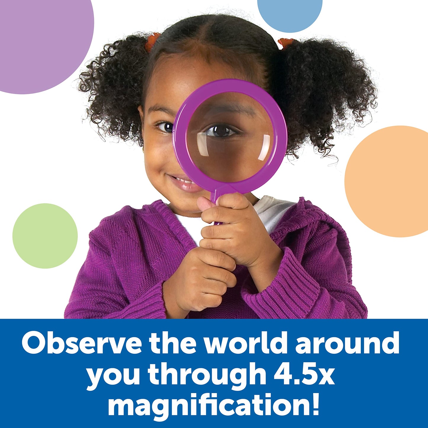 Learning Resources Jumbo Magnifiers - 6 Pieces, Ages 3+ Toddler Learning Toys, Exploration Toys for Kids, Magnifiers for Kids