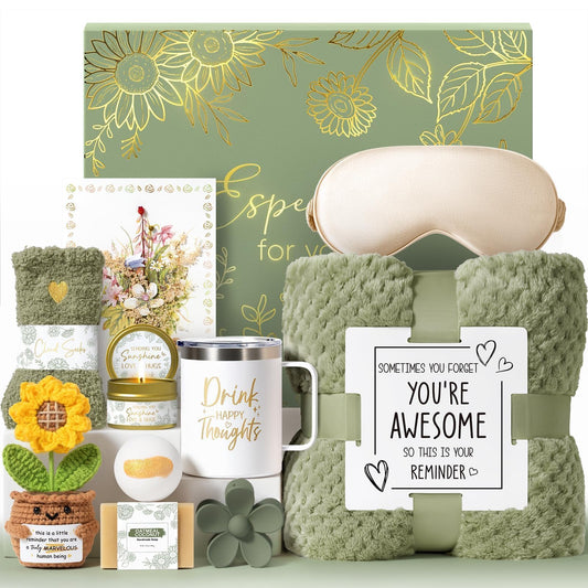 Birthday Gifts for Women Self Care Get Well Soon Gift Baskets, Spa Care Package Thinking of You Gift Set, Sympathy Inspirational Sunflower Mothers Day Easter Gifts for Women Her Mom Friend Sister Wife