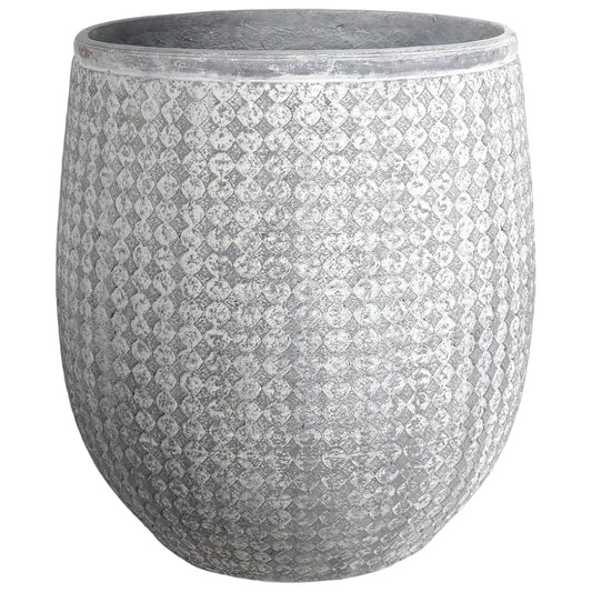 Worth 14.5" Round Planter, Lightweight Magnesium Oxide Cement Plant Pot, Raised Pattern Concrete Look with Drainage Hole for Indoor/Outdoor Use, Grey