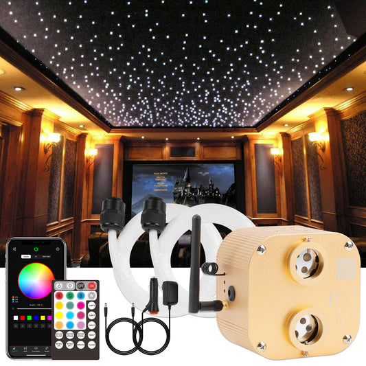 CHINLY Starlight Headliner Kit Twinkle 800pcs 13.1ft 0.03in 20w Fiber Optic Lights kit, Music Mode Bluetooth APP Control Remote, RGBW Star roof Lights for Star Headliner/Home Theater/Pool Ceiling