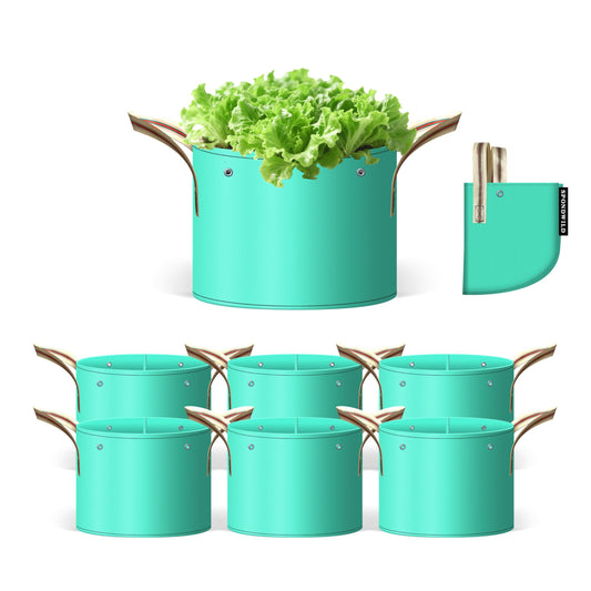 SPONDWILD 7 Pcs 7 Gallon Grow Bags, PE Garden Grow Bags for Plants with Branch-Binding Holes and Bottom Drain Holes, Ideal for Vegetables, Strawberries and Flowers