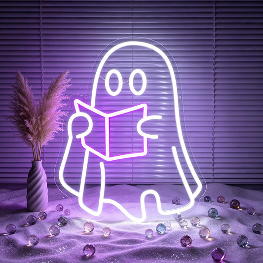 Ghost Read Book Neon Sign Led Neon Lights Signs for Wall Decor USB Powered Led for Room Decoration Home Bar Game Room Party Decor