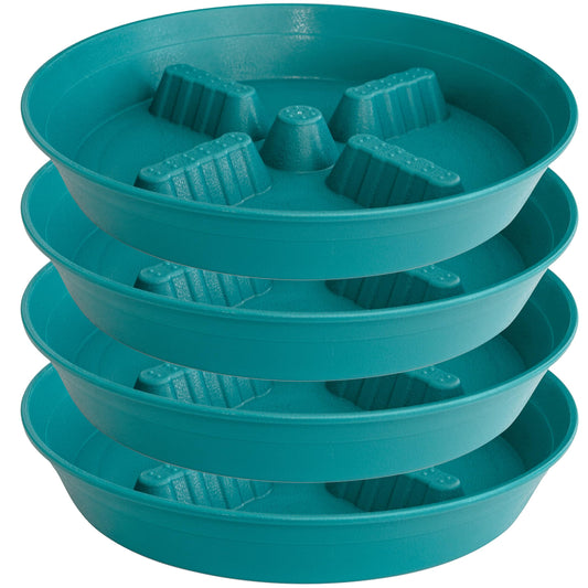 Feyvdzv 4 Pack Plant Saucer 10 inch, 8 12 14 17 inch, Plant Stand Plastic Plant Saucers for Indoors Outdoor, Heavy Duty Flower Plant Risers for Inside Pots, Pot Saucers for Plants, Grow Bags Saucers