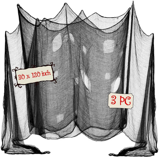 Evoio Halloween Decorations Creepy Cloth, 3 PC 120 X 30inch Black Scary Gauze Spooky Cloth, Freaky Loose Creepy Clothes, Halloween Decorations for Haunted Houses Outdoor Indoor Yard Cauldron Wall Decor